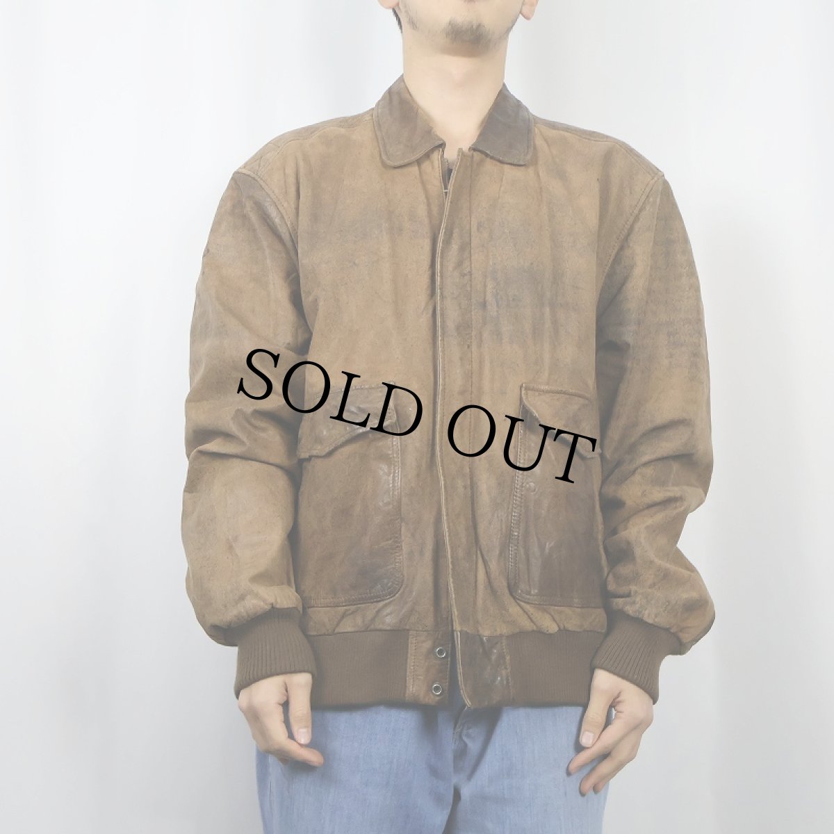 画像2: 80's〜 "A-2 TYPE" レザーフライトジャケット XL (2)