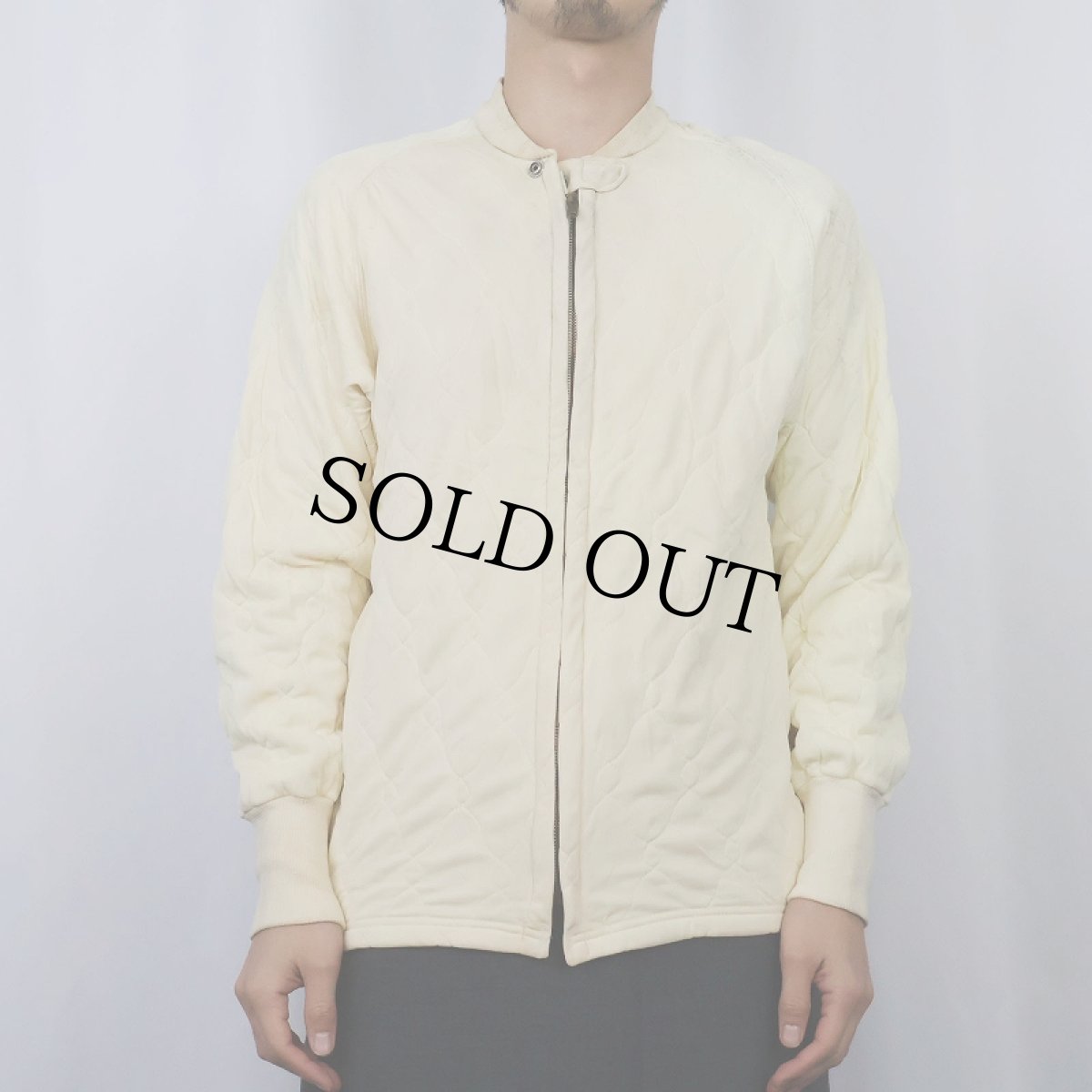 画像2: 50's HANES チンスト付き キルティング ジップジャケット M (2)