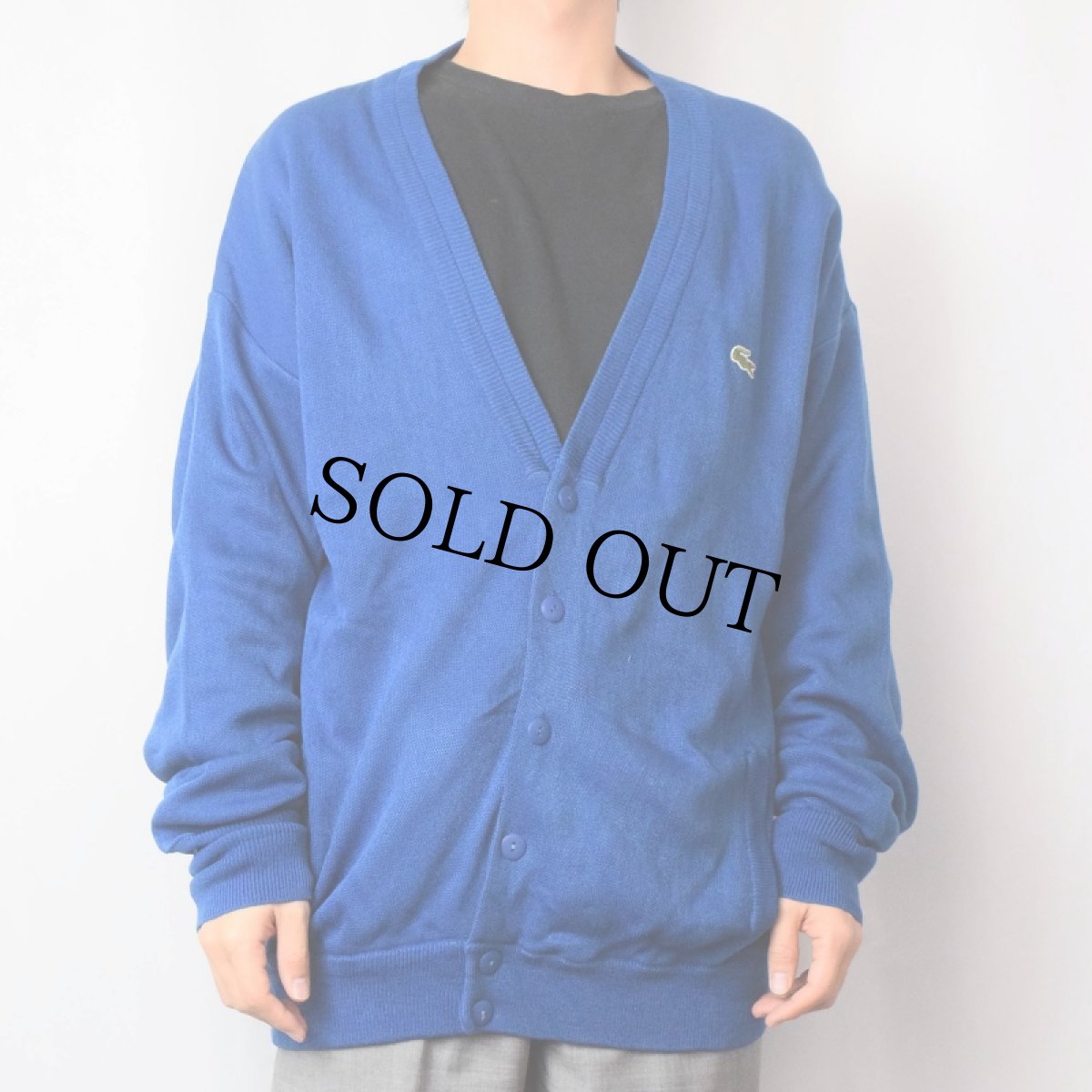 画像2: 70〜80's CHEMISE LACOSTE ロゴワッペン アクリルニットカーディガン SIZE2 (2)