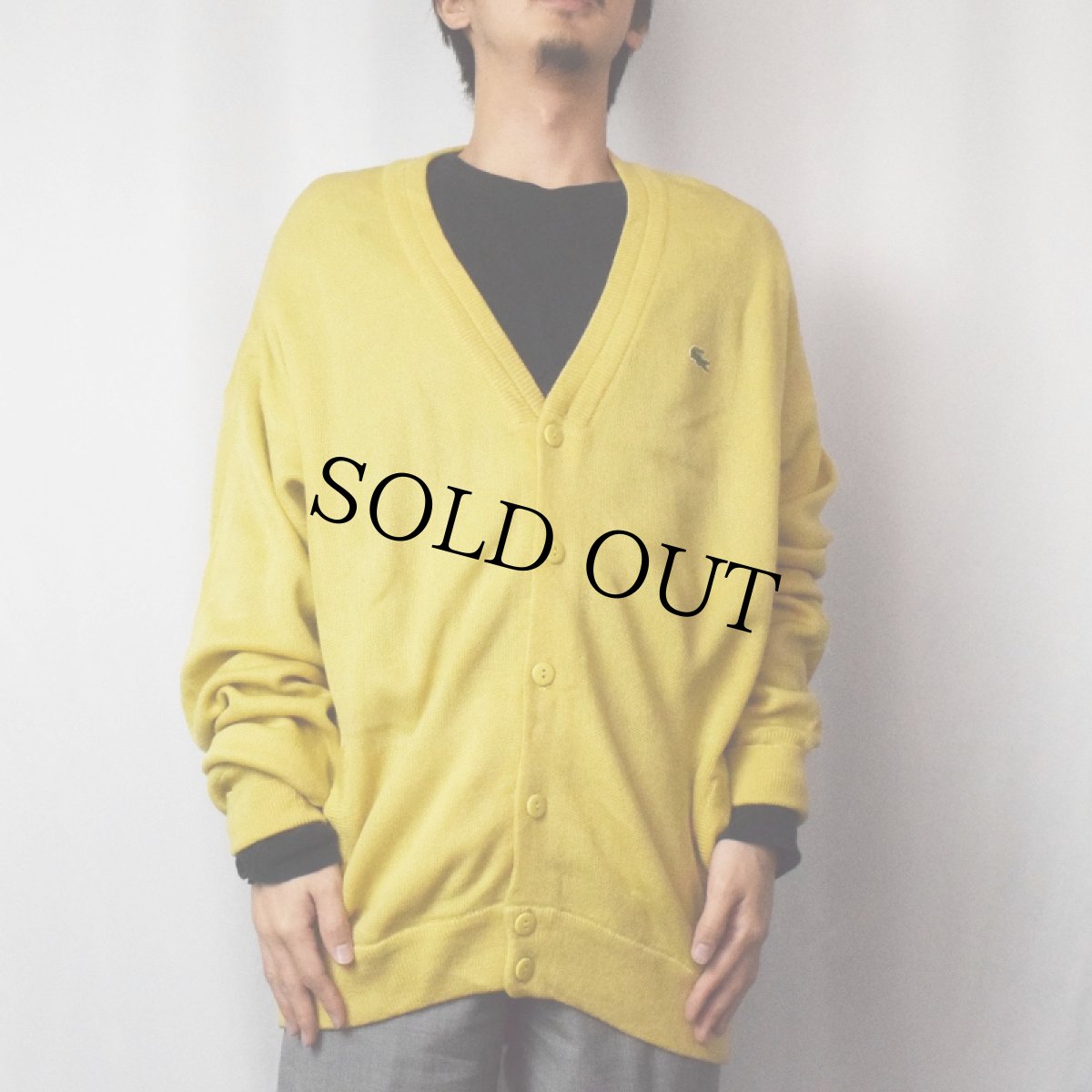 画像2: 70〜80's CHEMISE LACOSTE ロゴワッペン アクリルニットカーディガン SIZE3 (2)