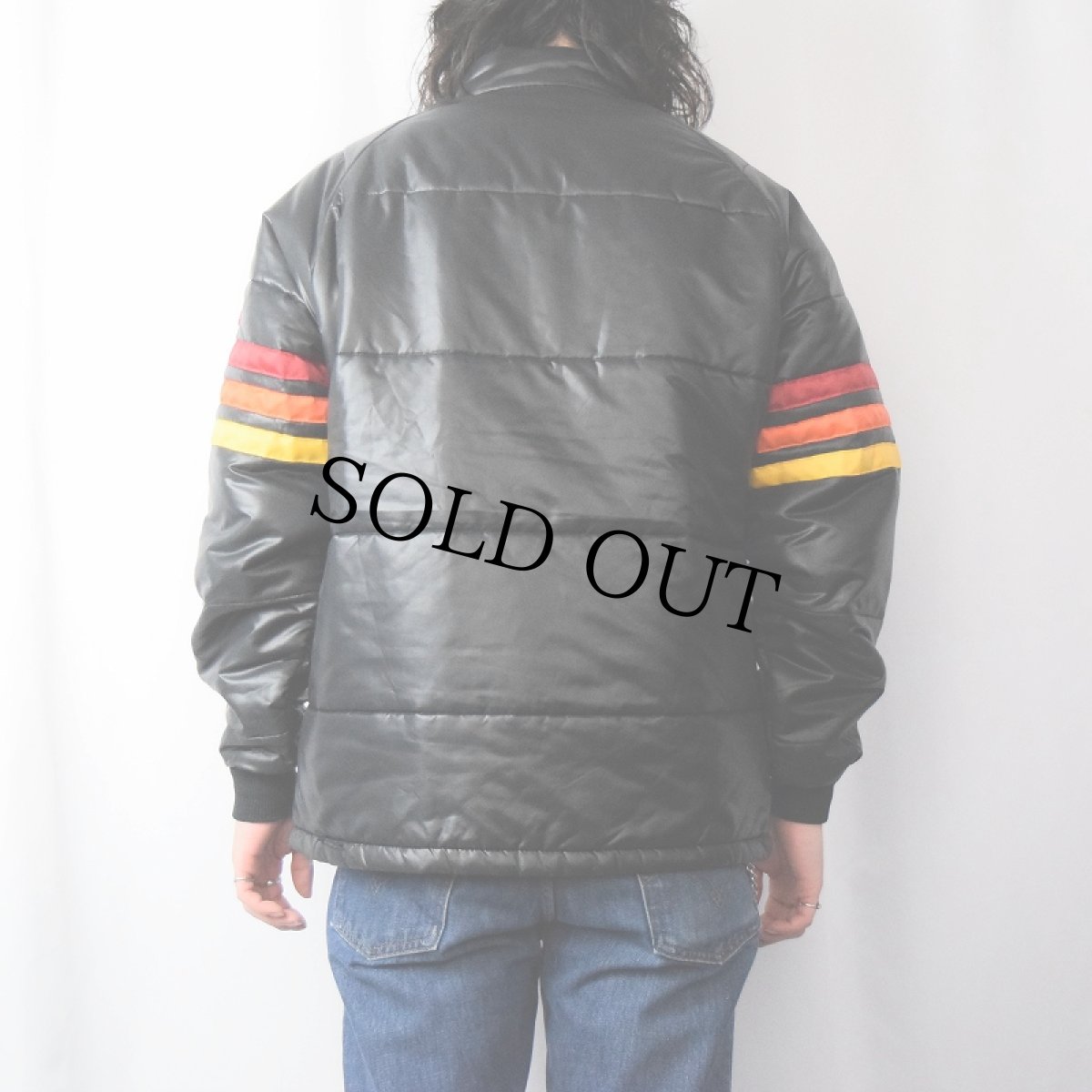 画像3: 80's SIMPSON 袖ボーダー 中綿入り ナイロンレーシングジャケット M (3)