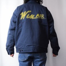 画像4: 90's EWC USA製 "Win AIR" ハンドペイント キルティングライナー ワークジャケット NAVY L (4)