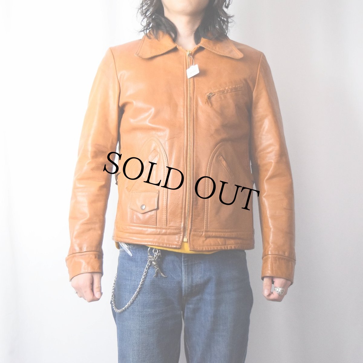 画像2: 70's William Barry ブランケットライナー レザースポーツジャケット SIZE40 (2)