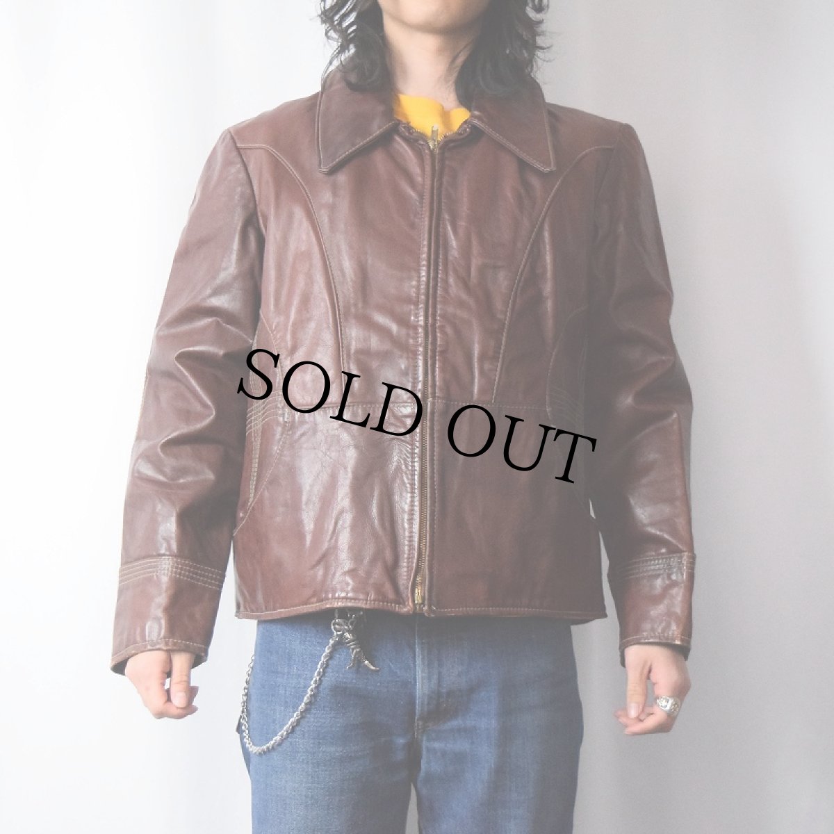 画像2: 70's Natural Comfort デザインレザージャケット SIZE42 (2)