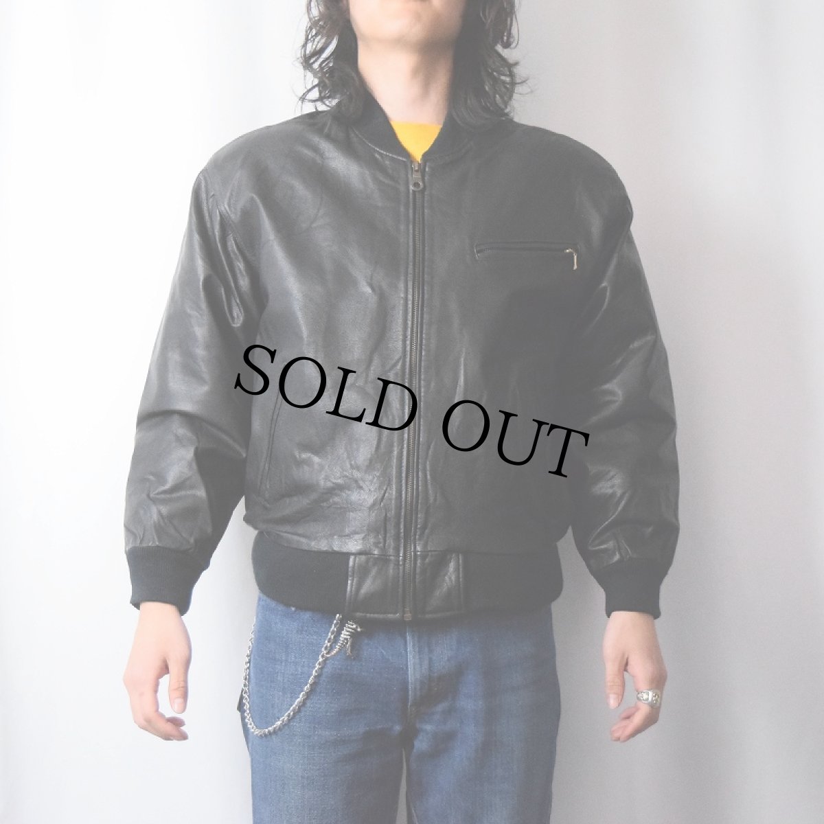 画像2: Echtes Leder レザージャケット BLACK SIZE46 (2)