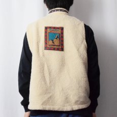 画像3: 90's alf USA製 "POLARTEC" ロゴ刺繍 チロリアンテープ ボアベスト M (3)