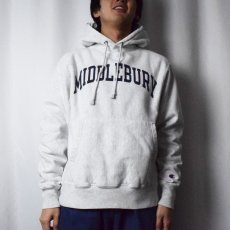 画像2: Champion REVERSE WEAVE "MIDDLEBURY" プリントスウェットフーディー M (2)