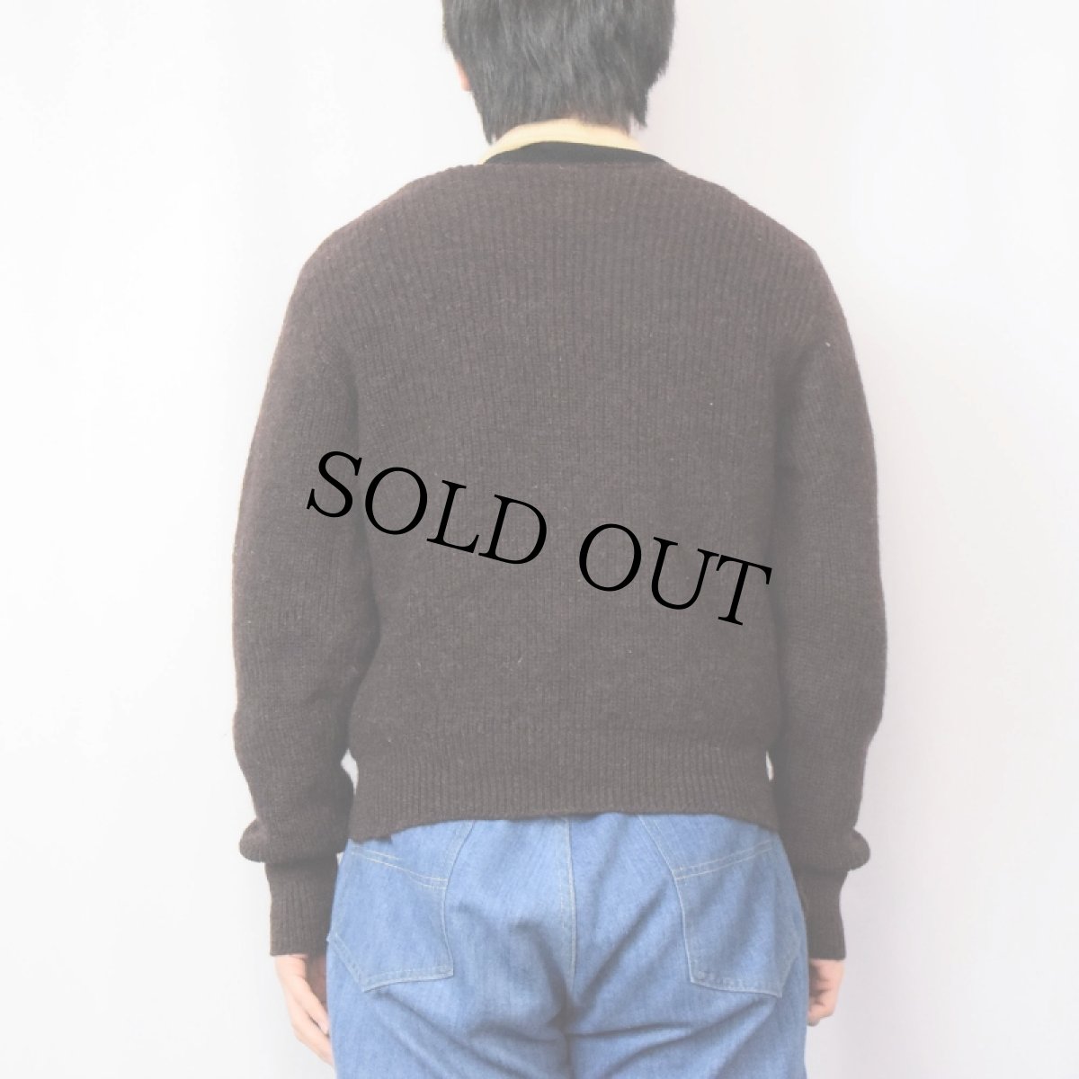 画像3: 60〜70's プルオーバーウールニットセーター BROWN (3)