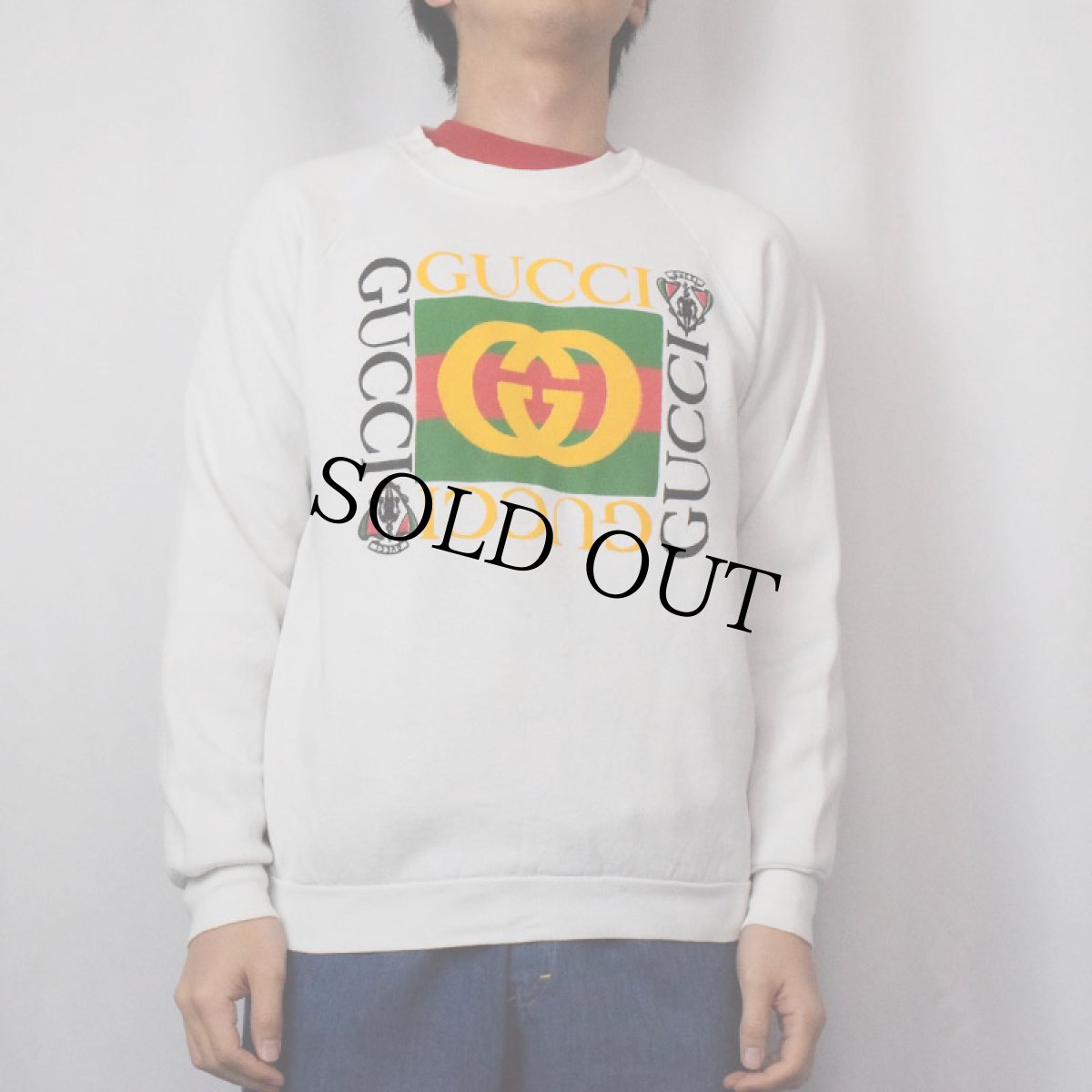 画像2: 90's ブート GUCCI ロゴプリントスウェット L (2)