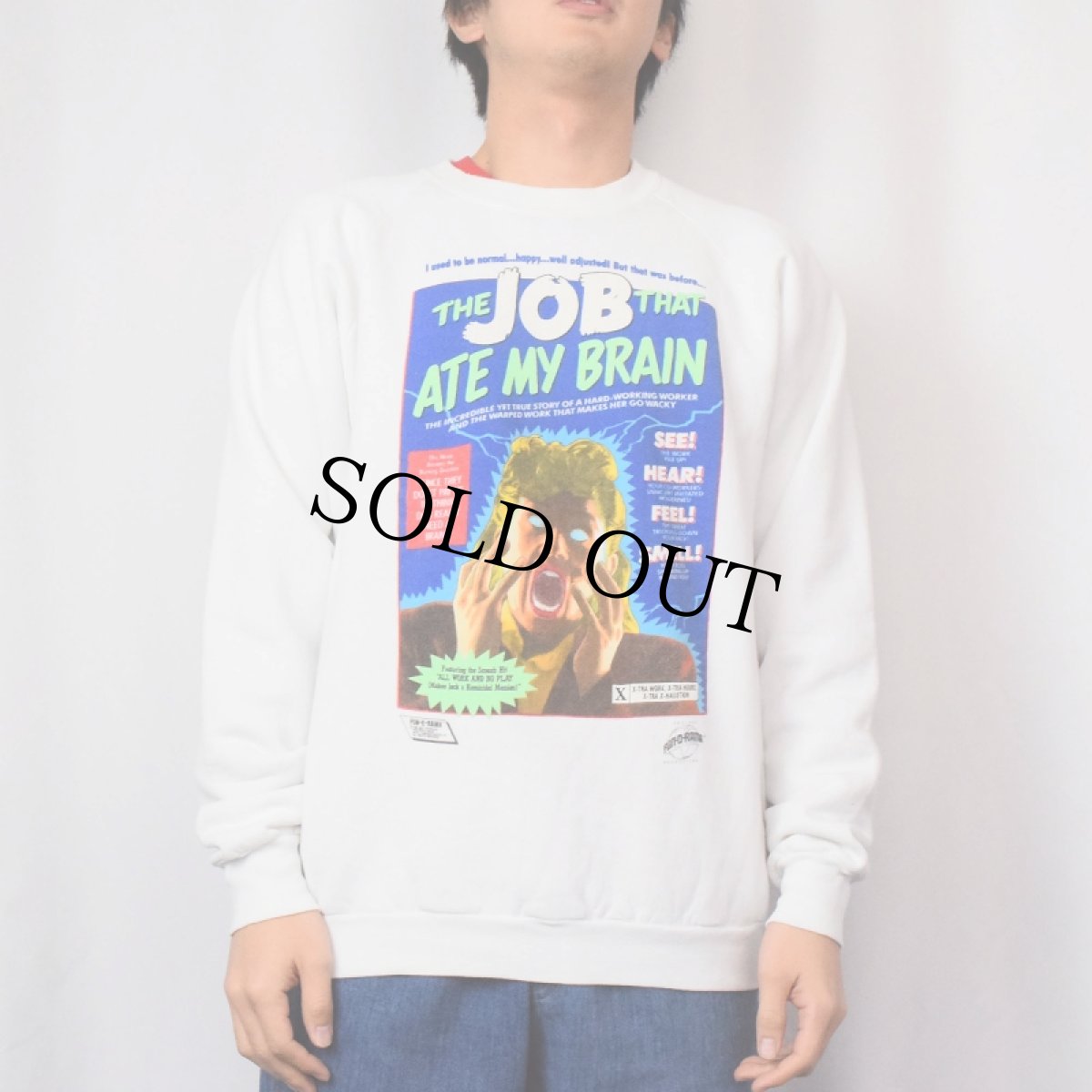 画像2: 90's FUN-O-RAMA MUTT GROENING USA製 "THE JOB THAT ATE MY BRAIN" イラストプリントスウェット XL (2)