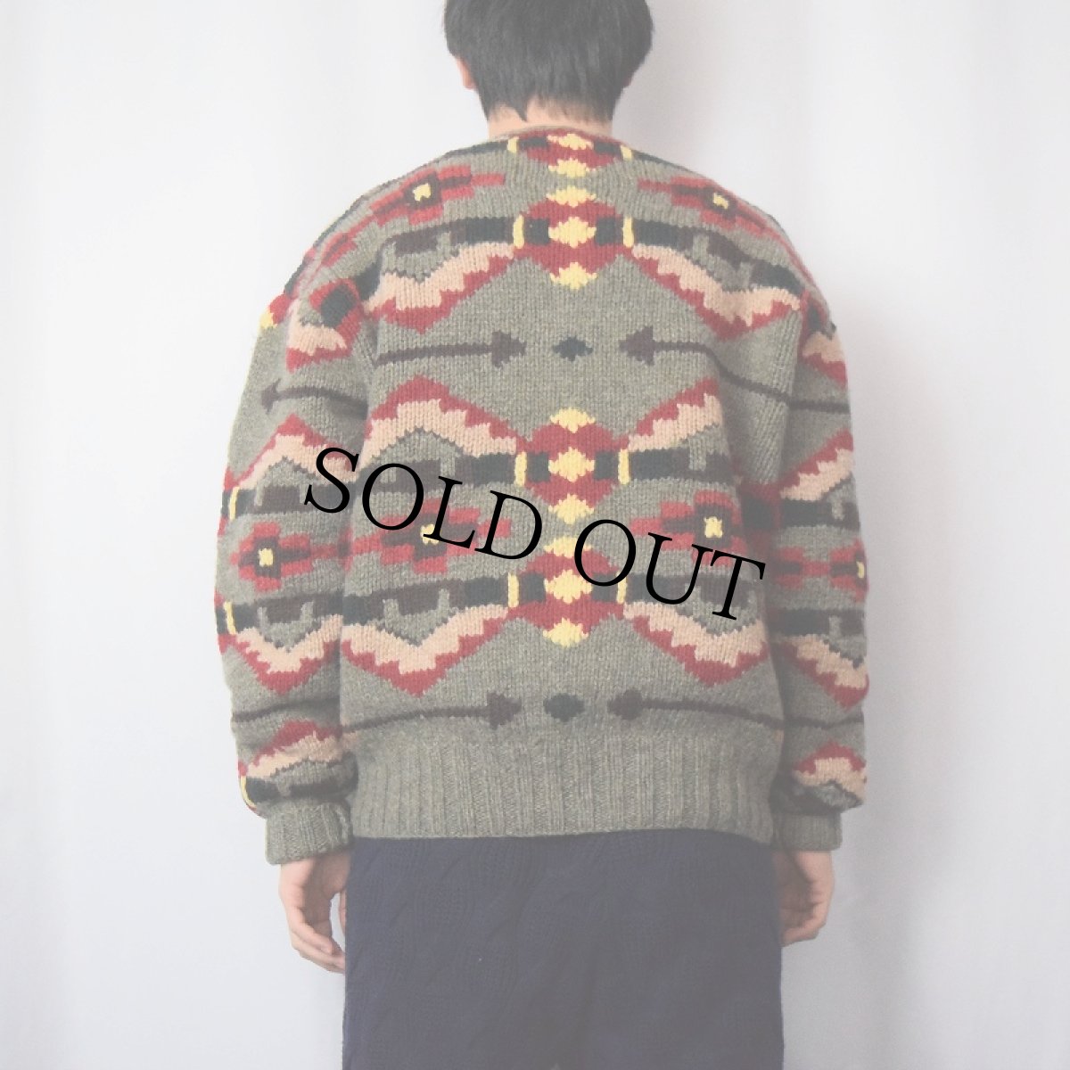 画像3: 80〜90's POLO COUNTRY Ralph Lauren 民族柄 ウールハンドニットセーター M (3)