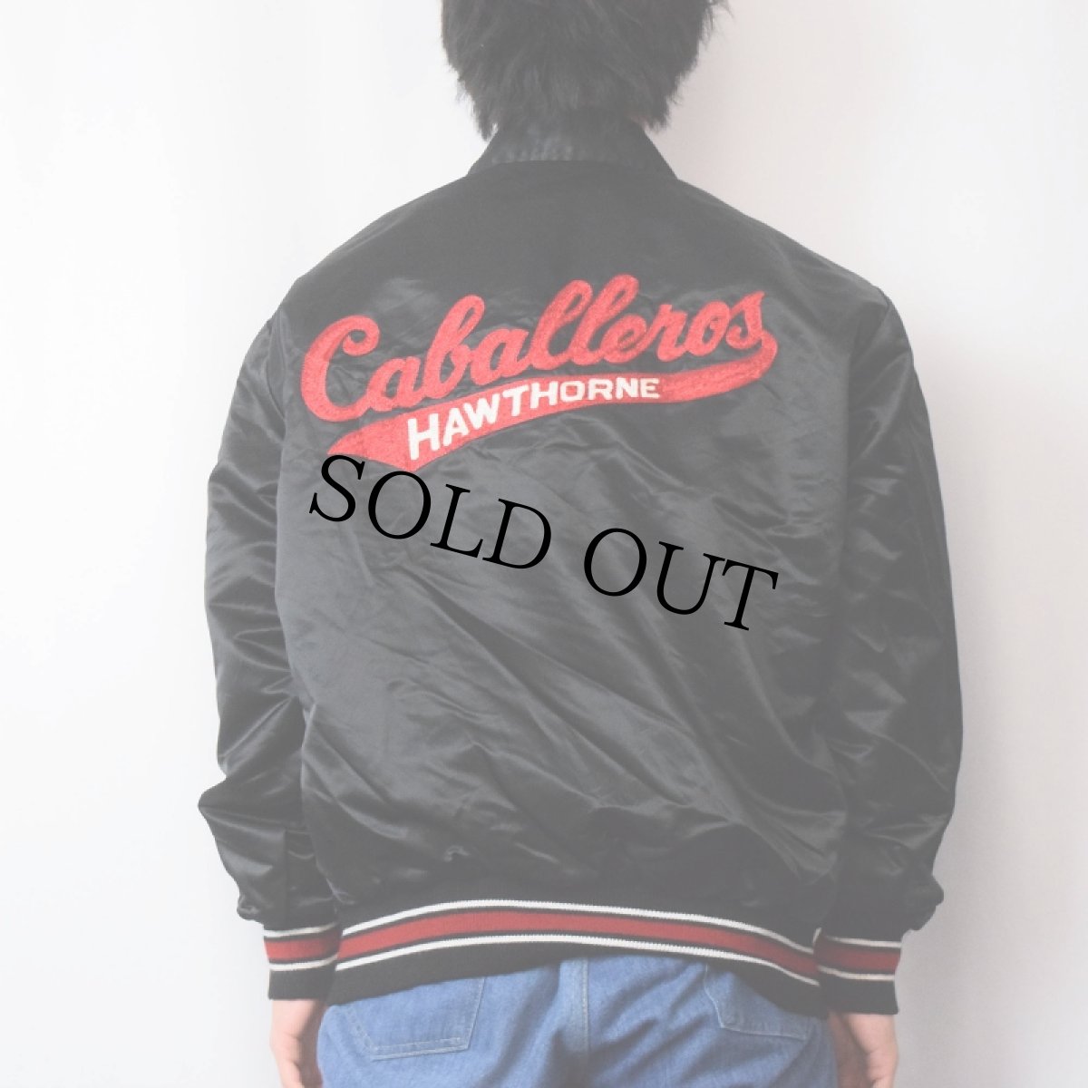 画像4: 80's HEWITT MFG USA製 ワッペン付き チェーン刺繍 ナイロンスタジャン BLACK SIZE42 (4)