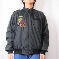 画像3: 80's Wear Guard "Shatzer ROOFING" チェーンステッチ 中綿入り ジップジャケット BLACK L (3)