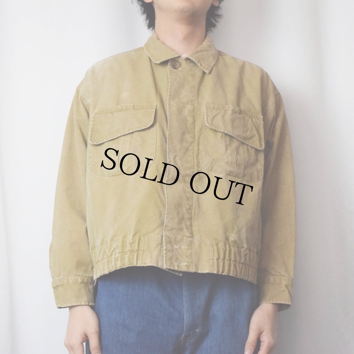 画像2: 70〜80's BRITISH KHAKI コットンキャンバスジャケット SIZE12 (2)