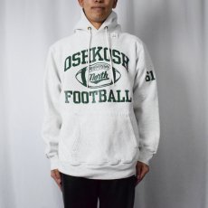 画像2: 90's USA製 REVERSE WEAVE TYPE "OSHKOSH FOOTBALL" プリントスウェットフーディー L (2)