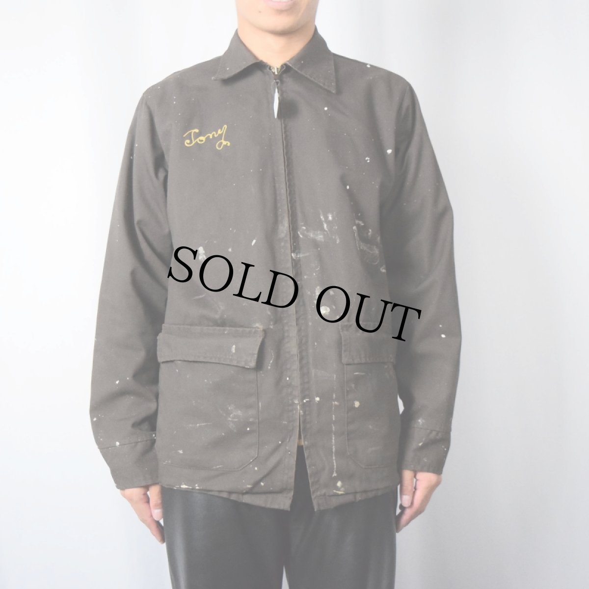 画像2: 70's EXpel チェーン刺繍 キルティングライナー ペンキペイントワークジャケット SIZE36R (2)