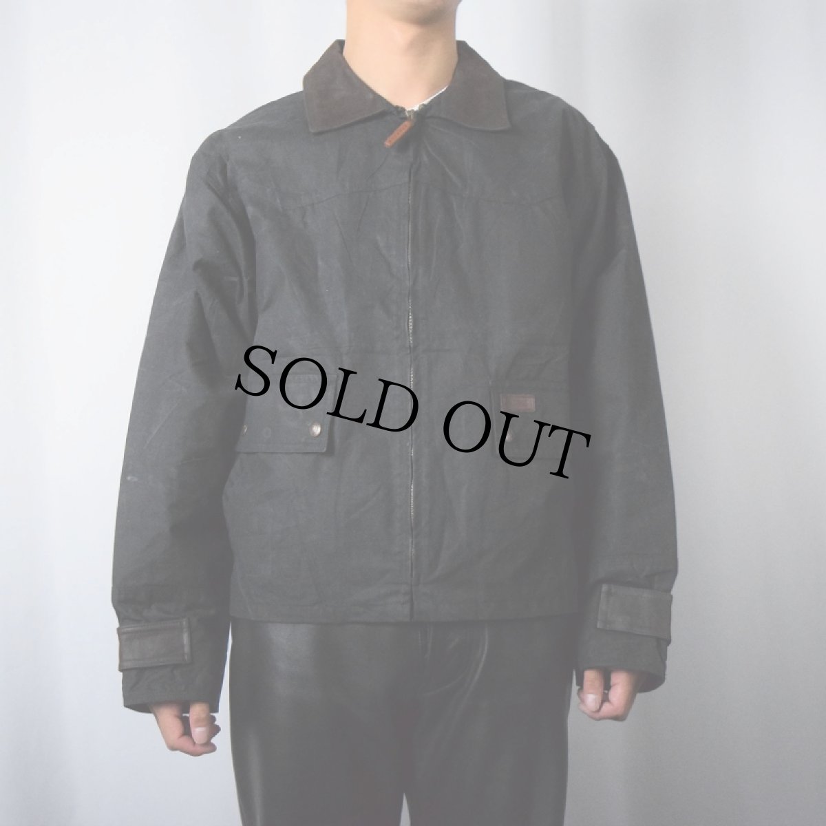 画像2: 80's OUTBACK オイルドジャケット BLACK S (2)