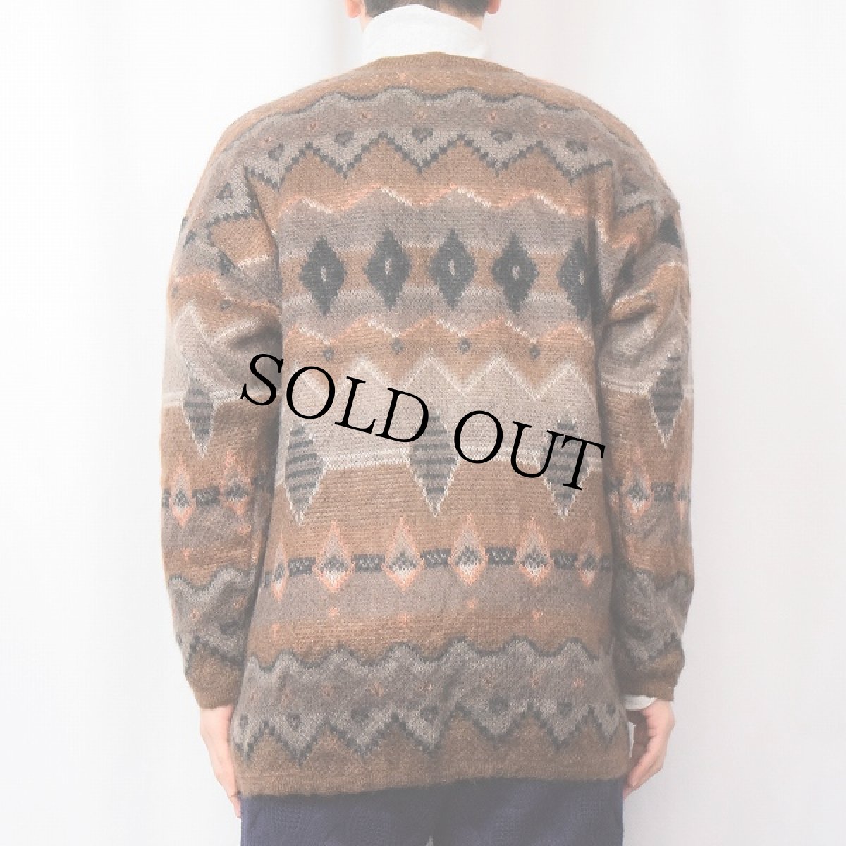 画像3: 〜80's Lina Calvo ITALY製 ノルディック柄 モヘアニットカーディガン SIZE46 (3)