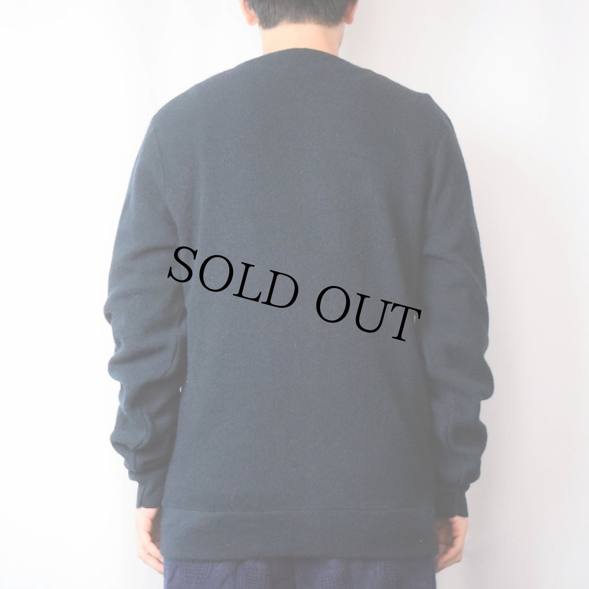 画像3: 80's Christian Dior USA製 ロゴ刺繍 アクリルニットカーディガン NAVY L (3)