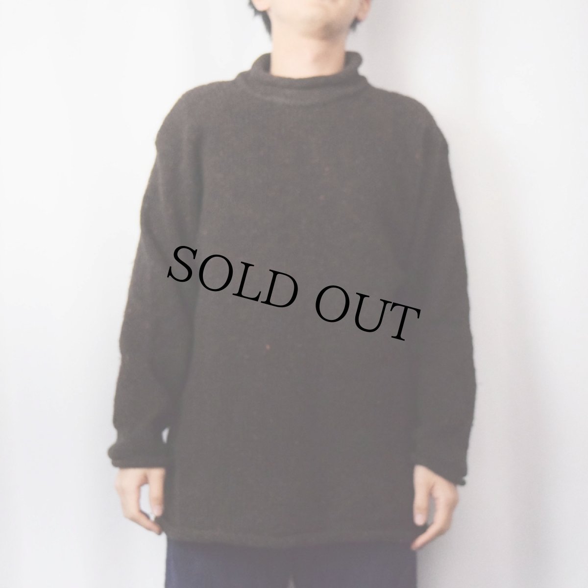 画像2: 80s Inishowen IRELAND製 カラーネップ混 ロールネック ウールニットセーター (2)