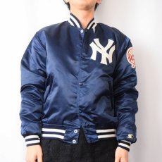 画像2: 90's STARTER Diamond collection USA製 "New York Yankees" ロゴワッペン付き ナイロンスタジャン NAVY M (2)