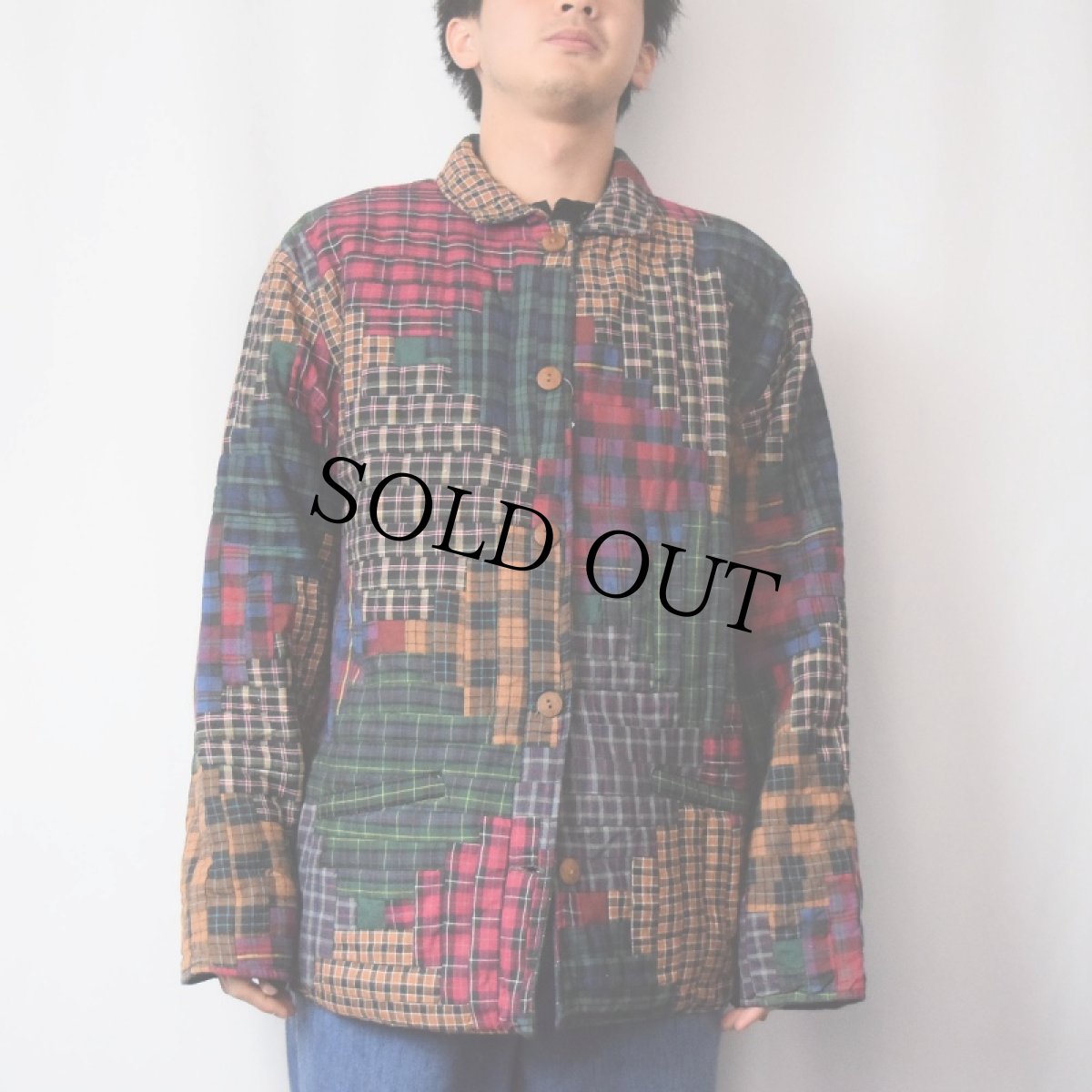 画像3: チェック柄 パッチワーク リバーシブルキルティングジャケット (3)