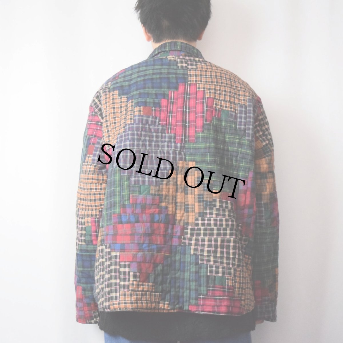 画像4: チェック柄 パッチワーク リバーシブルキルティングジャケット (4)