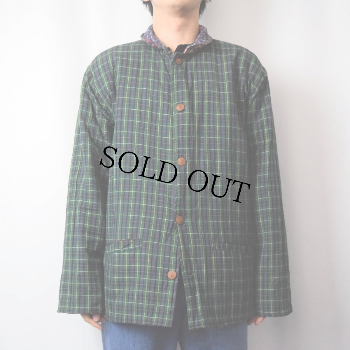 画像5: チェック柄 パッチワーク リバーシブルキルティングジャケット (5)