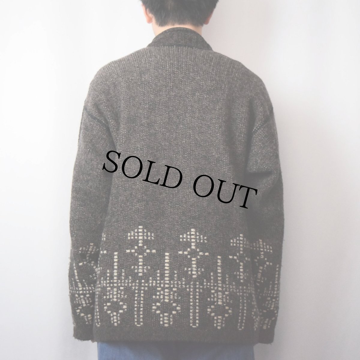 画像3: CHIPIE 柄織り ロールネック ジャガードニットセーター L (3)