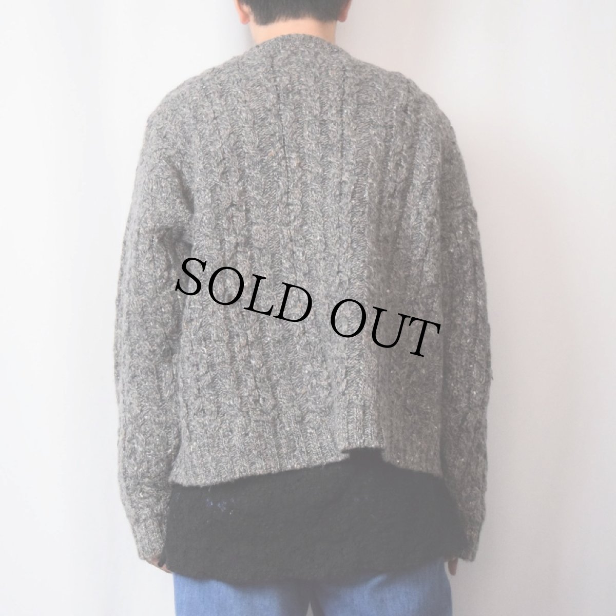 画像3: 80〜90's L.L.Bean IRELAND製 ネップ混 ウールアランニットセーター L (3)