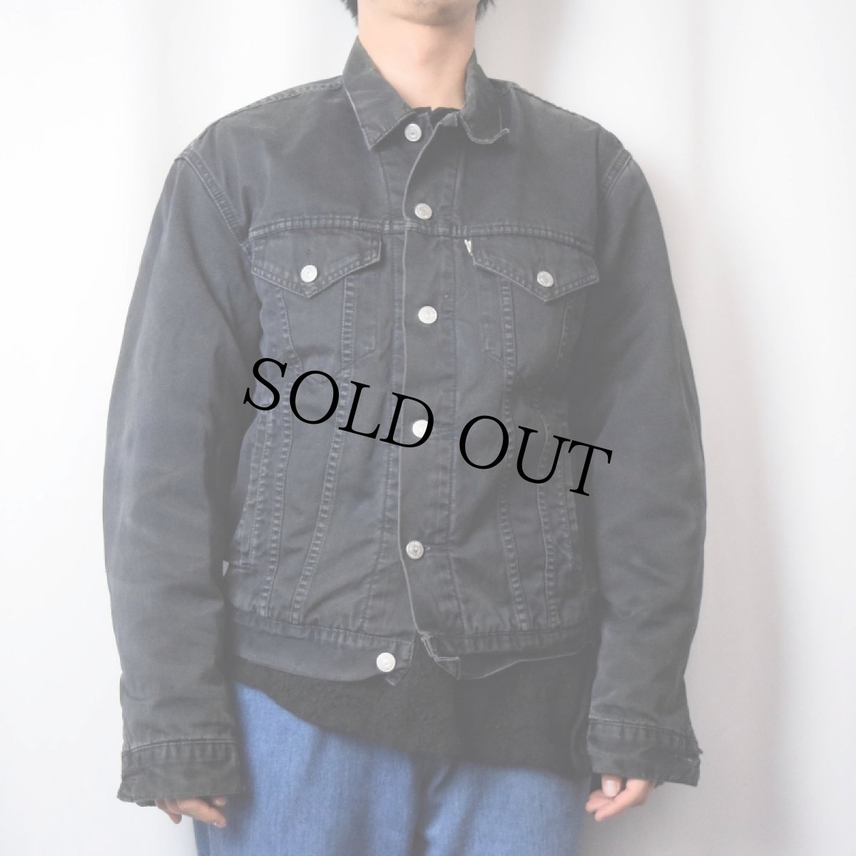 画像2: Levi's 71550 ブランケットライナー ブラックデニムジャケット L (2)
