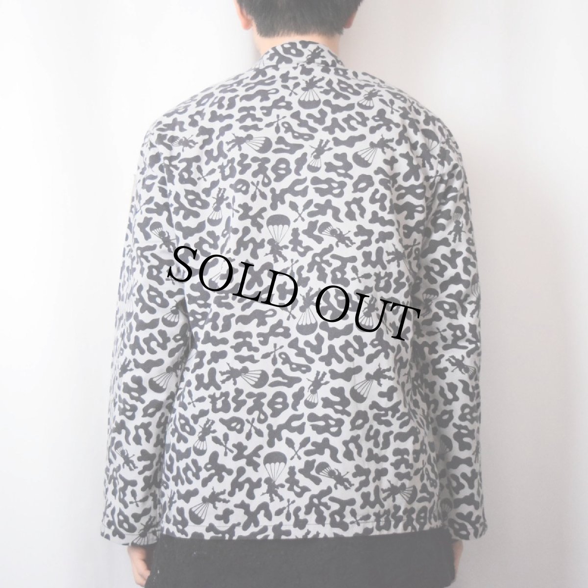 画像3: 70's 韓国 学生軍事訓練用 バクテリア迷彩 コットンツイルシャツ "GRAY×BLACK" (3)