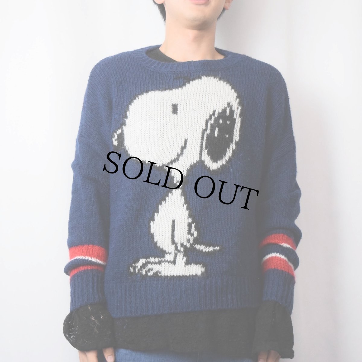 画像2: PEANUTS SNOOPY キャラクター柄織り アクリル×ウールニットセーター (2)