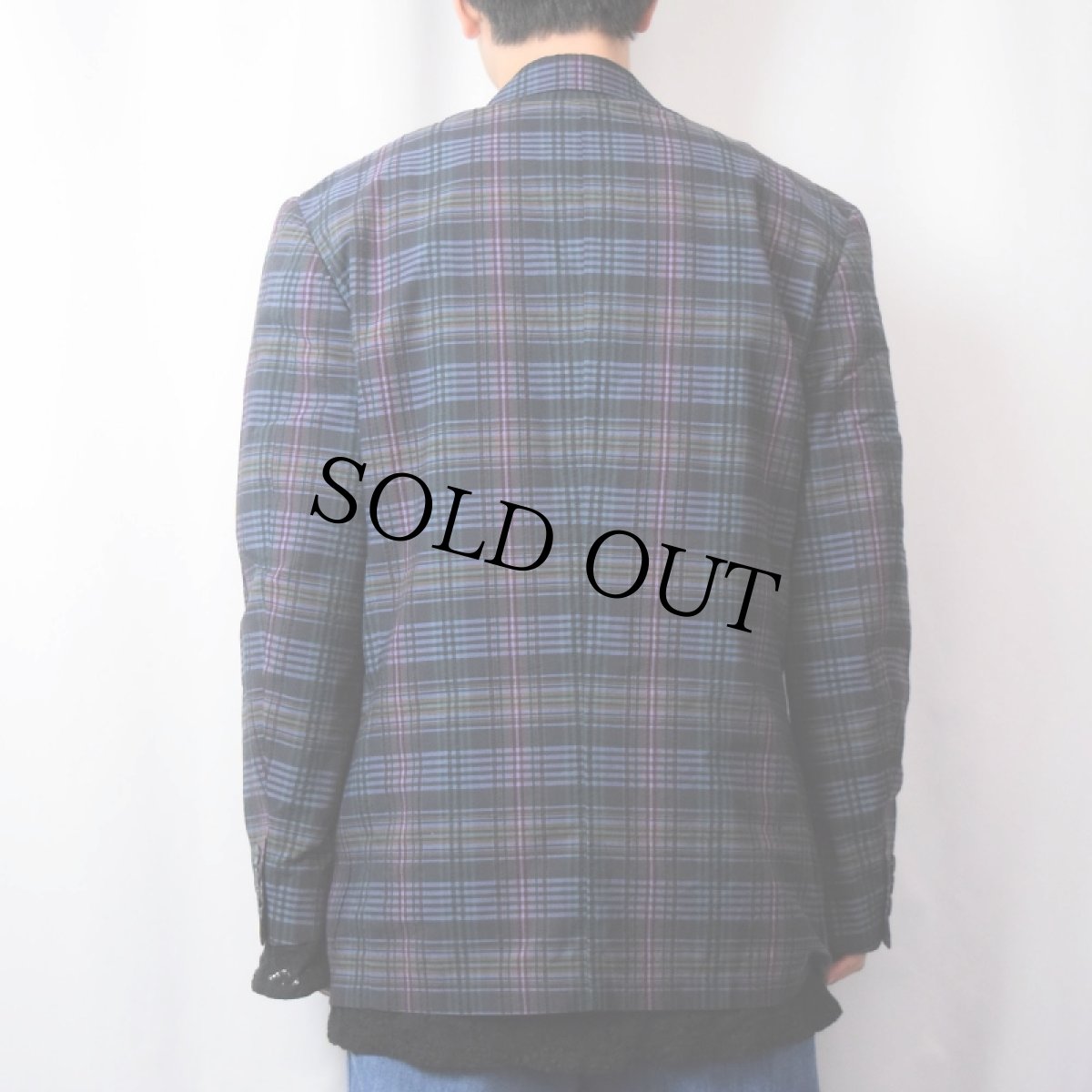 画像3: 【SALE】 70's〜 チェック柄 シアサッカー テーラードジャケット (3)