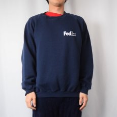 画像3: 90's FedEx USA製 企業ロゴプリントスウェット NAVY L (3)