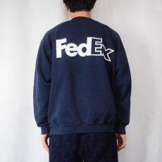 画像4: 90's FedEx USA製 企業ロゴプリントスウェット NAVY L (4)