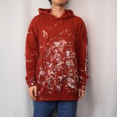 画像2: Carhartt ペンキペイント ロゴプリントスウェットフーディー L (2)