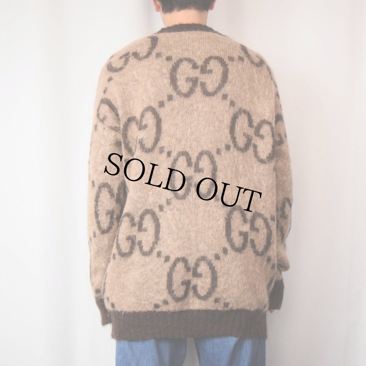 画像3: ブート GUCCI ITALY製 ロゴ編み Vネック モヘアニットセーター (3)