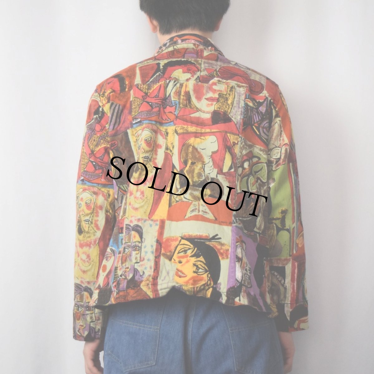 画像3: C.J. Banks Picasso風 アート総柄 コットンジャケット 2X (3)