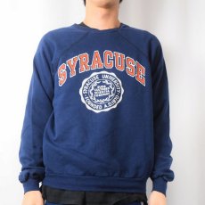 画像2: 80's Champion トリコタグ USA製 "SYRACUSE" ラグランスウェット NAVY XL (2)