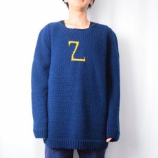 画像2: "Z" ハンドメイド ウールニットセーター (2)