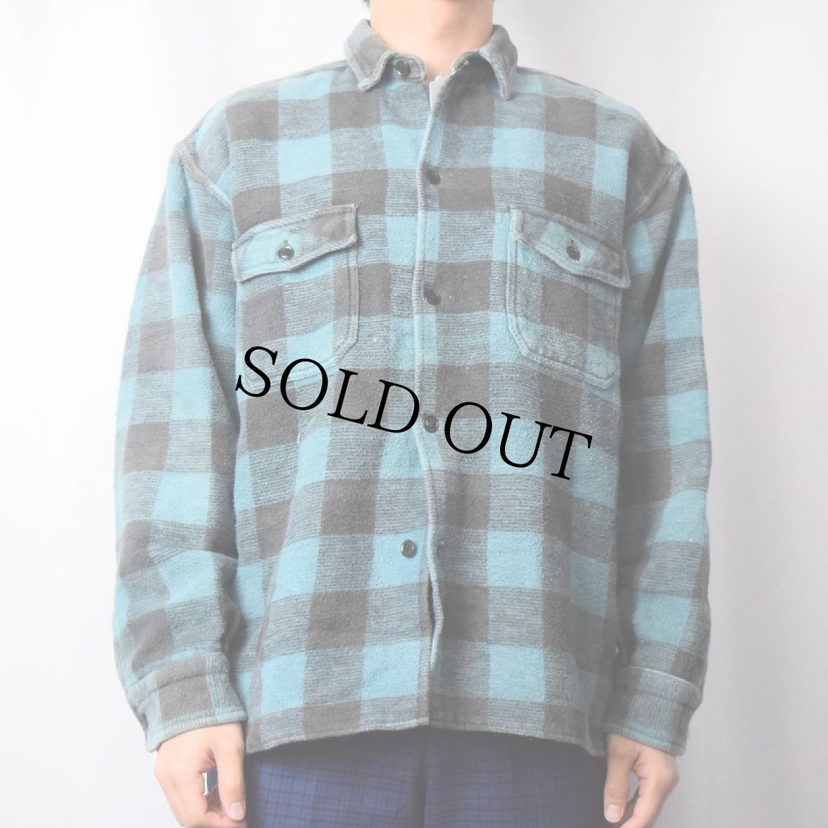 画像2: 〜90's CASTOR CANADA製 ブロックチェック柄 ヘビーネルシャツ M (2)