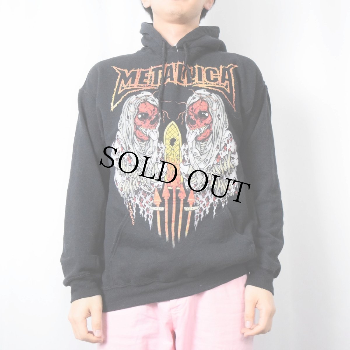 画像2: METALLICA pushead ロックバンドスウェットフーディー BLACK M (2)