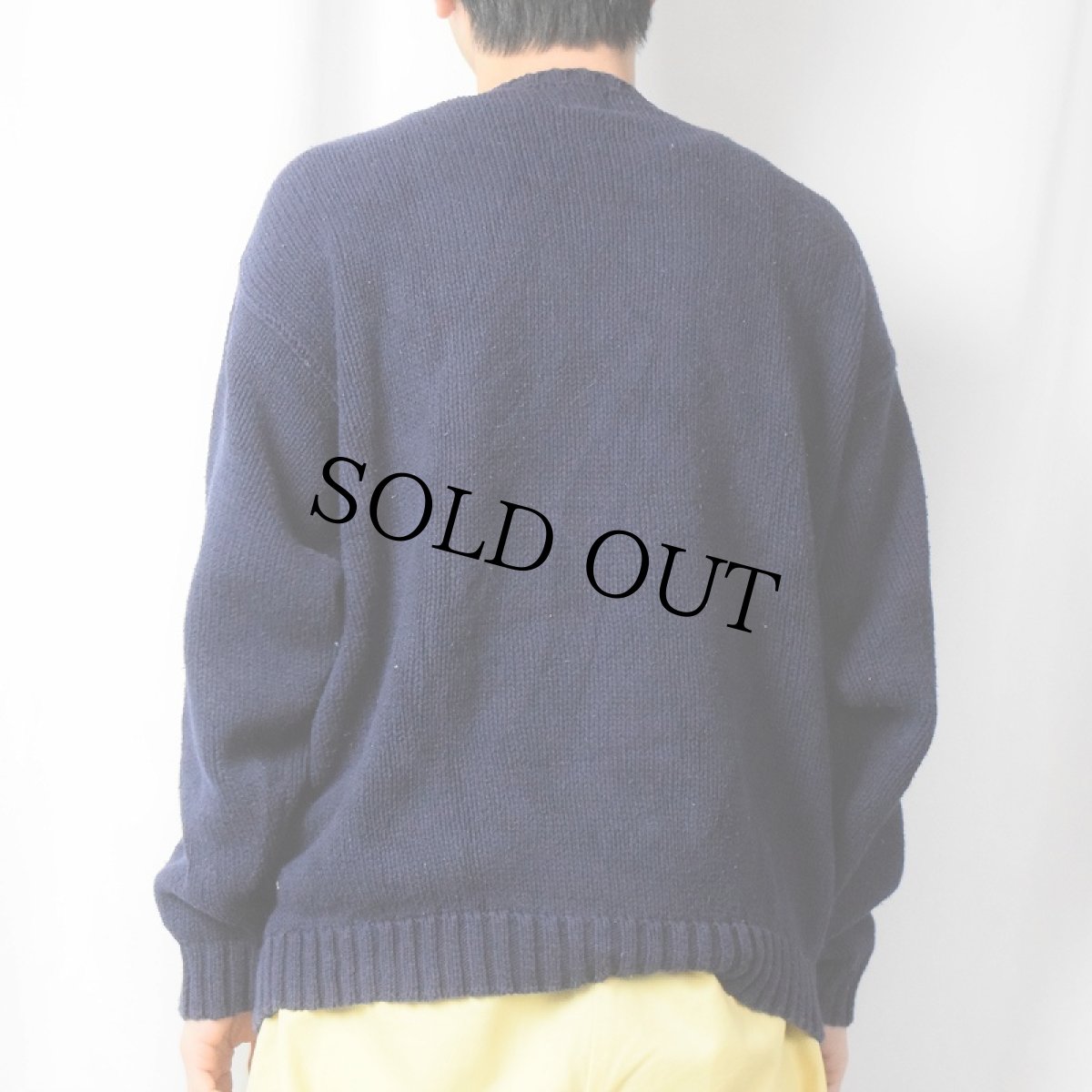 画像3: 90's CAP コットンニットセーター NAVY M (3)