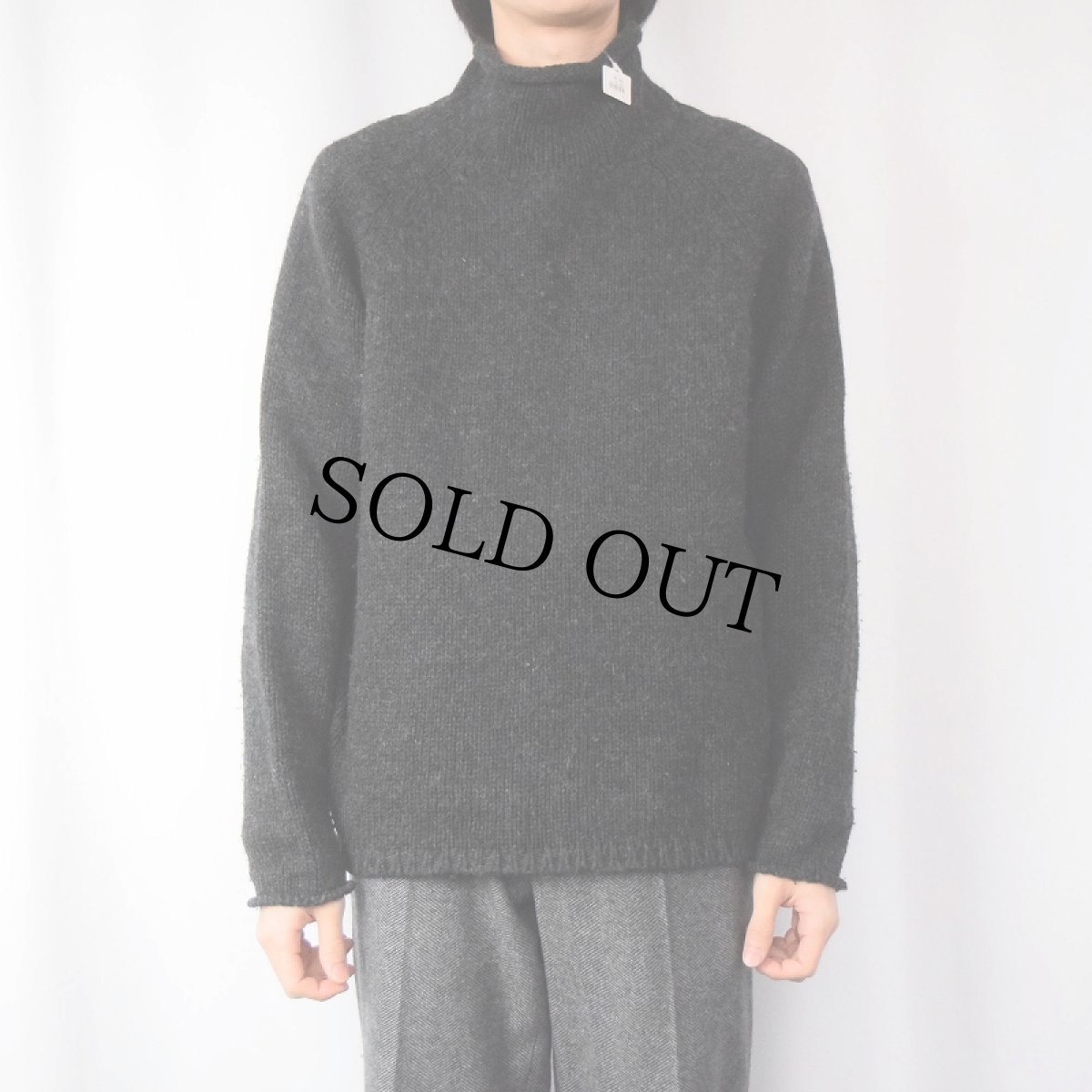 画像2: ロールネック ウールニットセーター L (2)