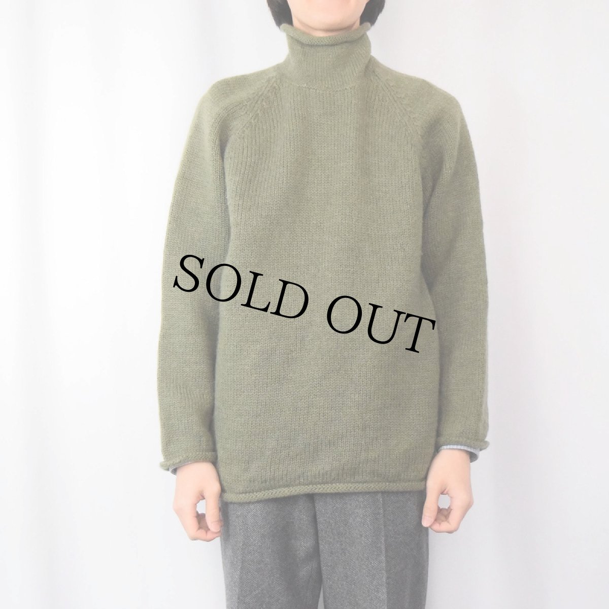 画像2: 90〜2000's J.CREW ロールネック ウールニットセーター XL (2)