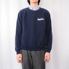 画像3: 90's FedEx USA製 企業ロゴプリントスウェット NAVY L (3)