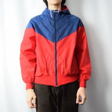 画像2: 80's NIKE 紺タグ 2トーン ナイロンジップパーカー L (2)