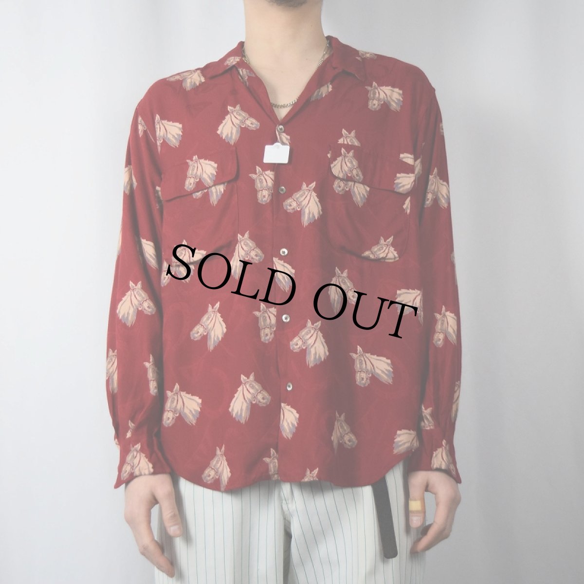 画像2: POLO Ralph Lauren 馬柄 オープンカラーレーヨンシャツ SIZE10 (2)