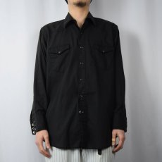 画像2: 【SALE】 80's Wrangler USA製 "COWBOY CUT" コットン×ポリエステル ウエスタンシャツ BLACK SIZE16 1/2 (2)